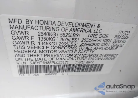 2023 Acura Mdx Advance Package из США, поврежденный, VIN 5J8YE1H85PL025121